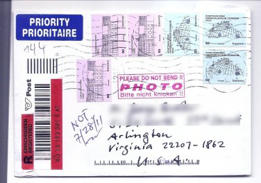 AUSTRIA - Registered Cover to Virginia, USA 2011