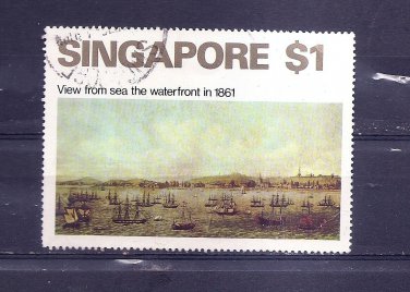 SINGAPORE  149 Paintings $1 Waterfront 1861 Scott 149 SG 170 Fine Used