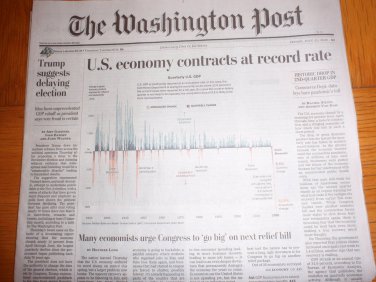WASHINGTON POST Front Page & Section - Record Economic Contraction 2020
