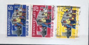 SINGAPORE Set of 3 1966 National Day Scott 73-75  SG 89-91 Fine Used