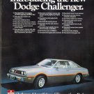DODGE CHALLENGER Automobile Magazine Print Advertisement 1980s