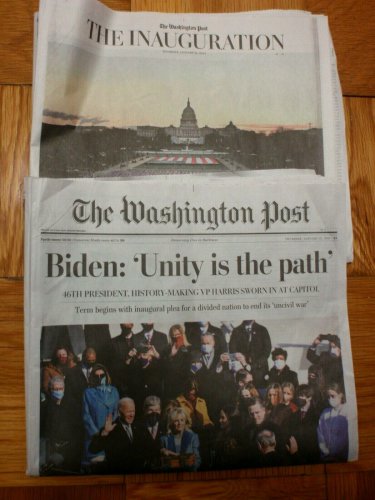 BIDEN HARRIS INAUGURATION Jan 21 2021 - WASHINGTON POST Front + Special sections