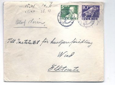 SWEDEN Commercial Cover Franked 15 Ore 1931