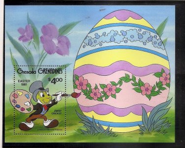 GRENADA GRENADINES Disney/Jiminy Cricket/Easter Eggs 1981 Scott 434 MNH