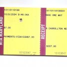 MARYLAND MARC Commuter Rail Train Ticket + Receipt - NEW CAROLLTON MD USED 2024