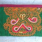 ARTISAN HAND-STITCHED EMBROIDERED Wristlet Ethnic Tribal Silk Pouch (#4b)