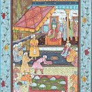 Mughal Persian Miniature GOUACHE PAINTING on SILK Court Scene "GIFTS FOR SHAH"