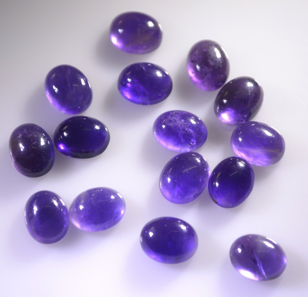 Amethyst loose Stone 1 Pieces 8 x 10 mm Oval Purple cabochon Gemstone
