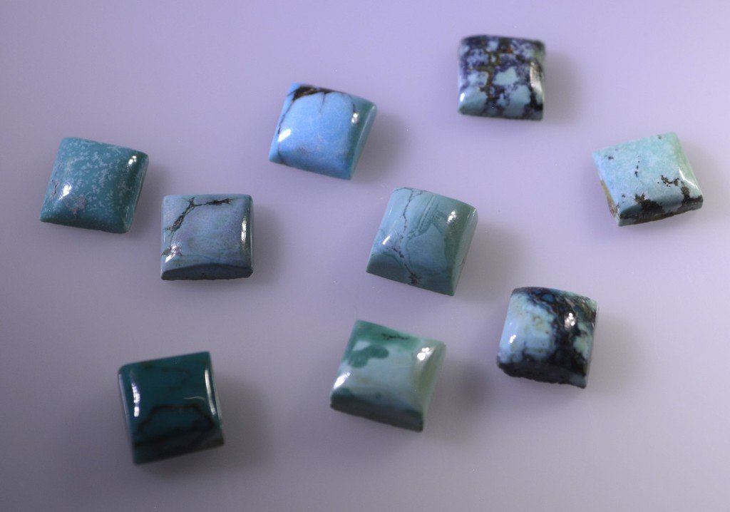 Turquoise loose Stone 1 Pieces 6 x 6 mm Princess multi cabochon Gemstone