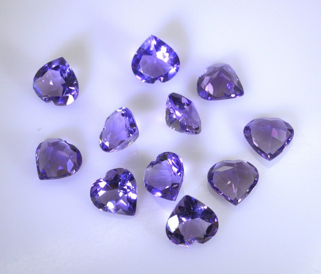 Amethyst loose Stone 1 Pieces 10 x 10 mm Heart Purple faceted Gemstone