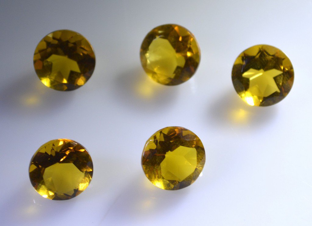 Citrin cz loose Stone 1 Pieces 10 x 10 mm Round Yellow faceted Gemstone