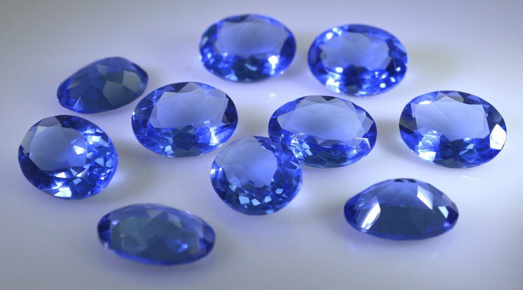 synthetic cubic zirconia Blue shappire cz loose gemstones 1 Pieces 12 x 10 mm Ov