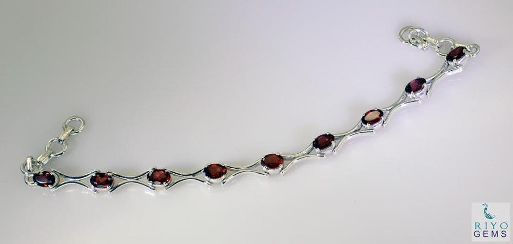 Riyo Garnet Celebrity Jewelry Silver Chain Bracelet For Women L 7.5in Sbragar-26