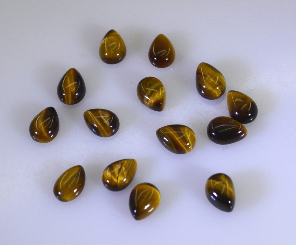 Tiger Eye loose Stone 1 Pieces 5 x 8 mm Pear Brown cabochon Gemstone