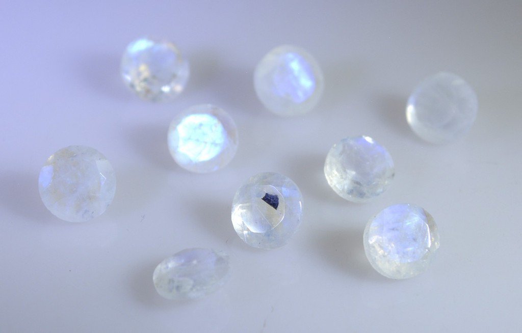Rainbow Moonstone loose Stone 1 Pieces 6 x 8 mm Round Multi faceted Gemstone