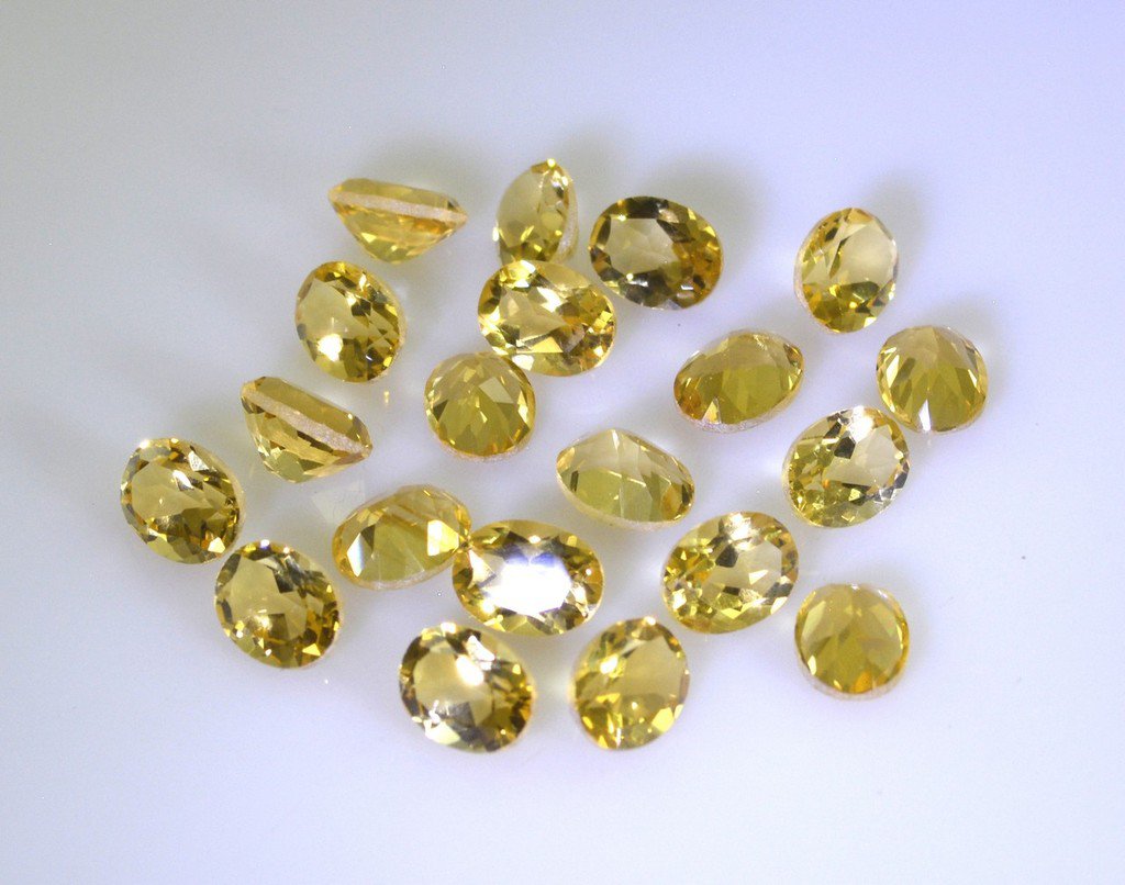 Citrine loose Stone 1 Pieces 6 x 8 mm Round Yellow faceted Gemstone