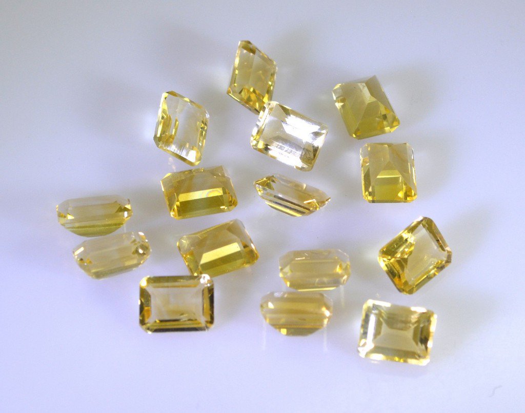 Citrine loose Stone 1 Pieces 6 x 8 mm Emerald cut Yellow faceted Gemstone