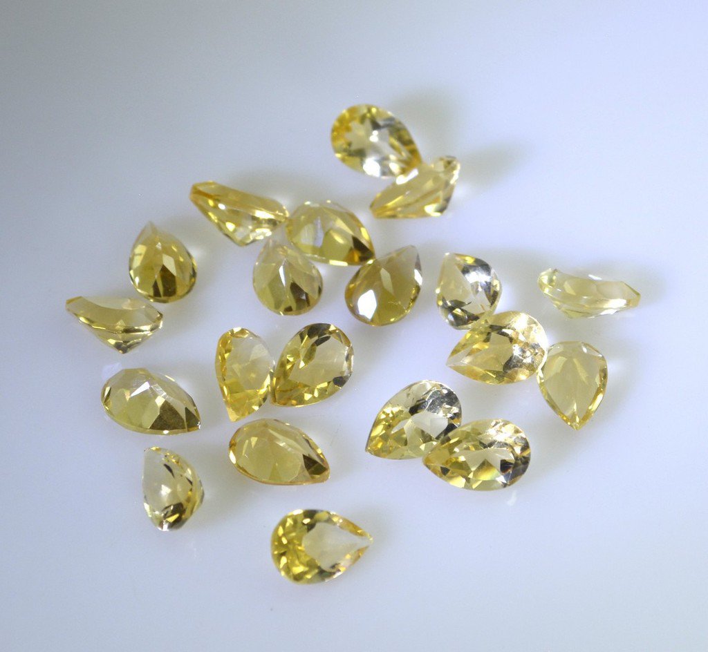 Citrine loose Stone 1 Pieces 6 x 9 mm Pear Yellow faceted Gemstone