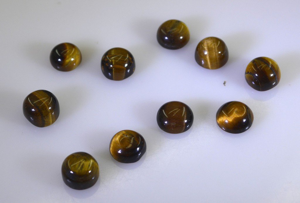 Tiger Eye loose Stone 1 Pieces 10 x 10 mm Round Brown cabochon Gemstone