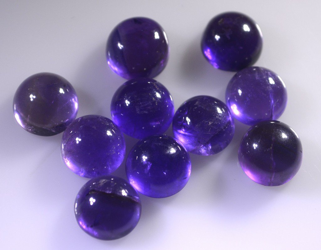 Amethyst loose Stone 1 Pieces 8 x 8 mm Round Purple cabochon Gemstone