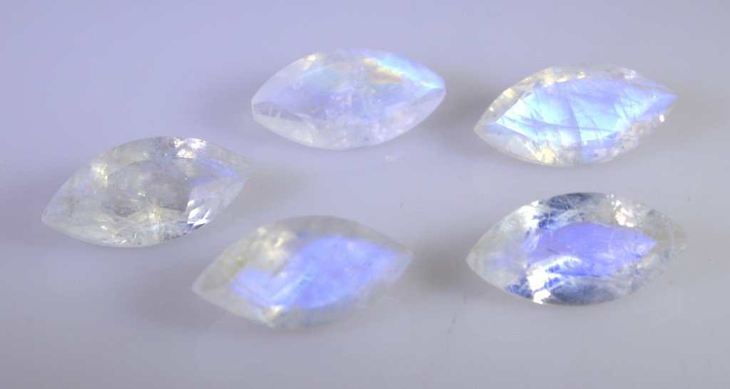 Rainbow Moonstone loose Stone 1 Pieces 6 x 12 mm Marquise Multi faceted Gemstone