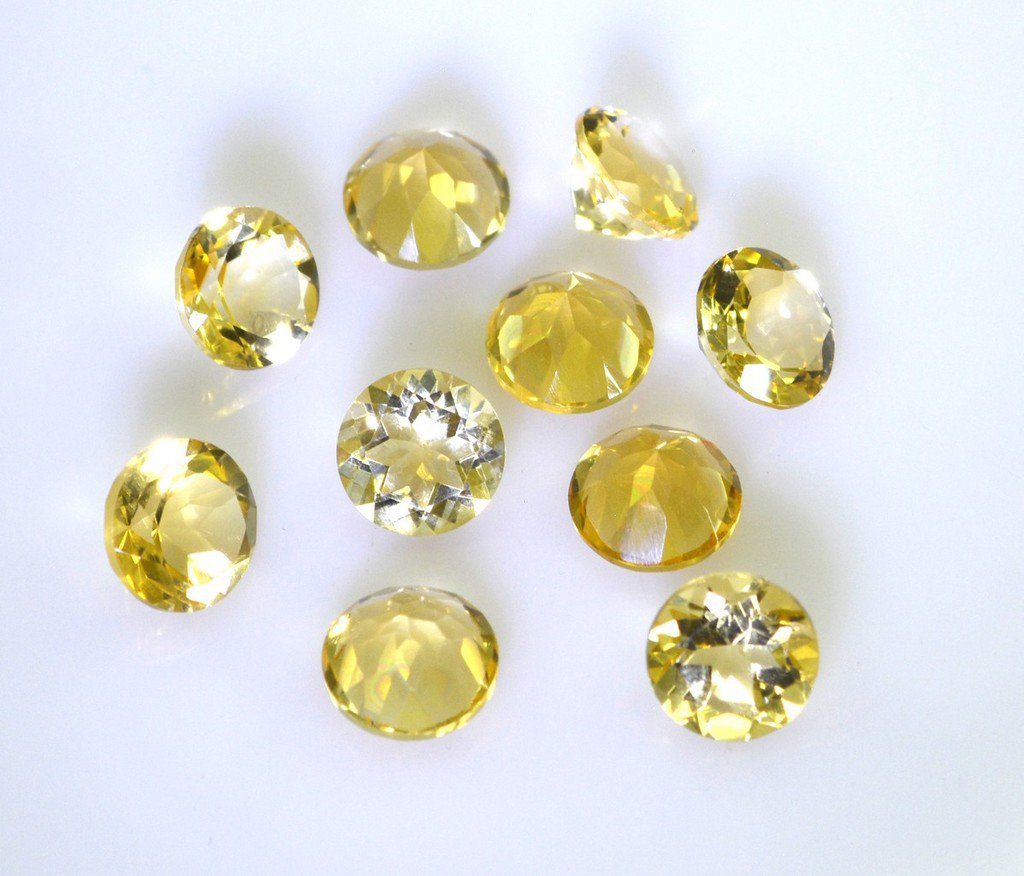 Citrine loose Stone 1 Pieces 8 x 8 mm Round Yellow faceted Gemstone