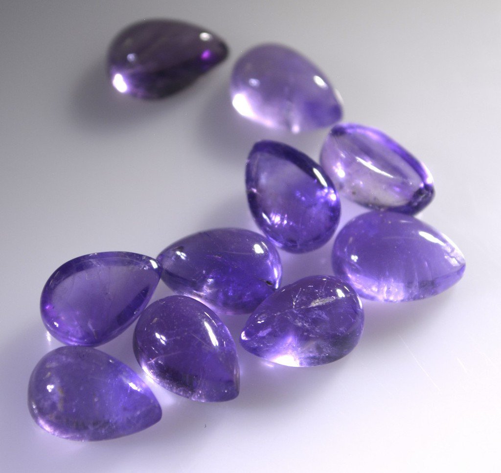 Amethyst loose Stone 1 Pieces 6 x 9 mm Pear Purple cabochon Gemstone