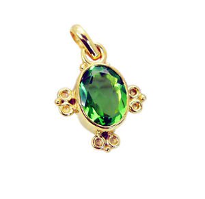 Riyogems Peridot Cz Gold Plated Fashion Casual Pendant L 1in Gpppecz-100003