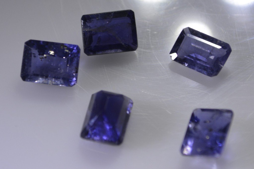 iolite loose Stone 1 Pieces 6 x 8 mm Emerald cut Blue faceted Gemstone