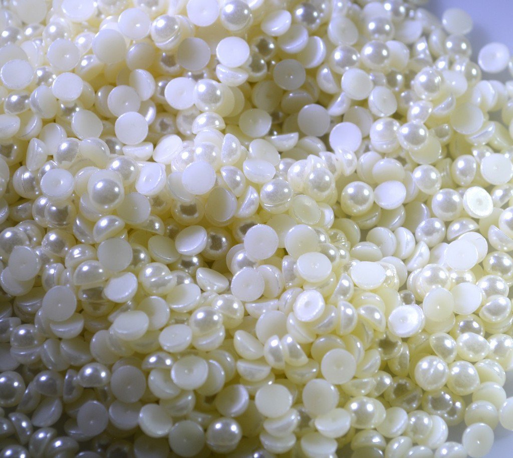 faux pearl loose Stone 10 Pieces 4 x 4 mm Round Off-white cabochon Gemstone