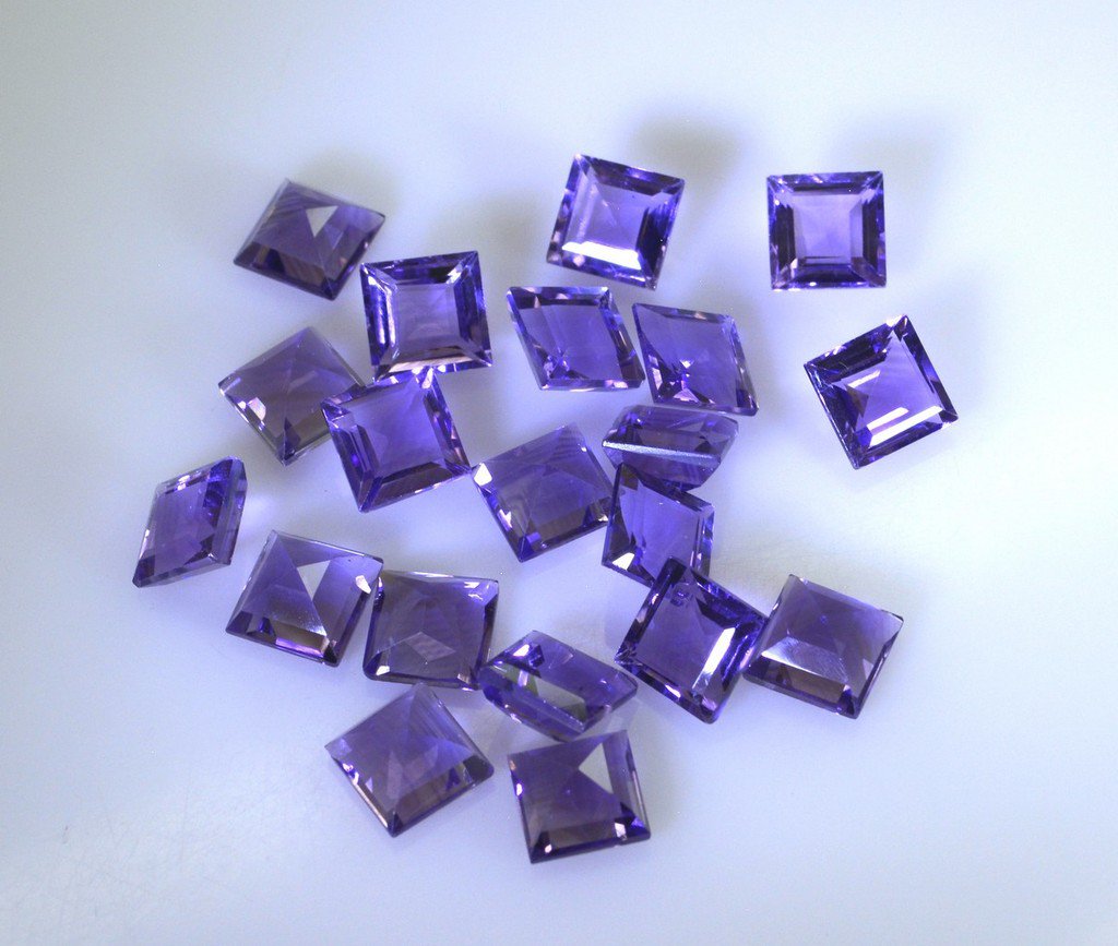 Amethyst loose Stone 1 Pieces 7 x 7 mm Princess Purple faceted Gemstone