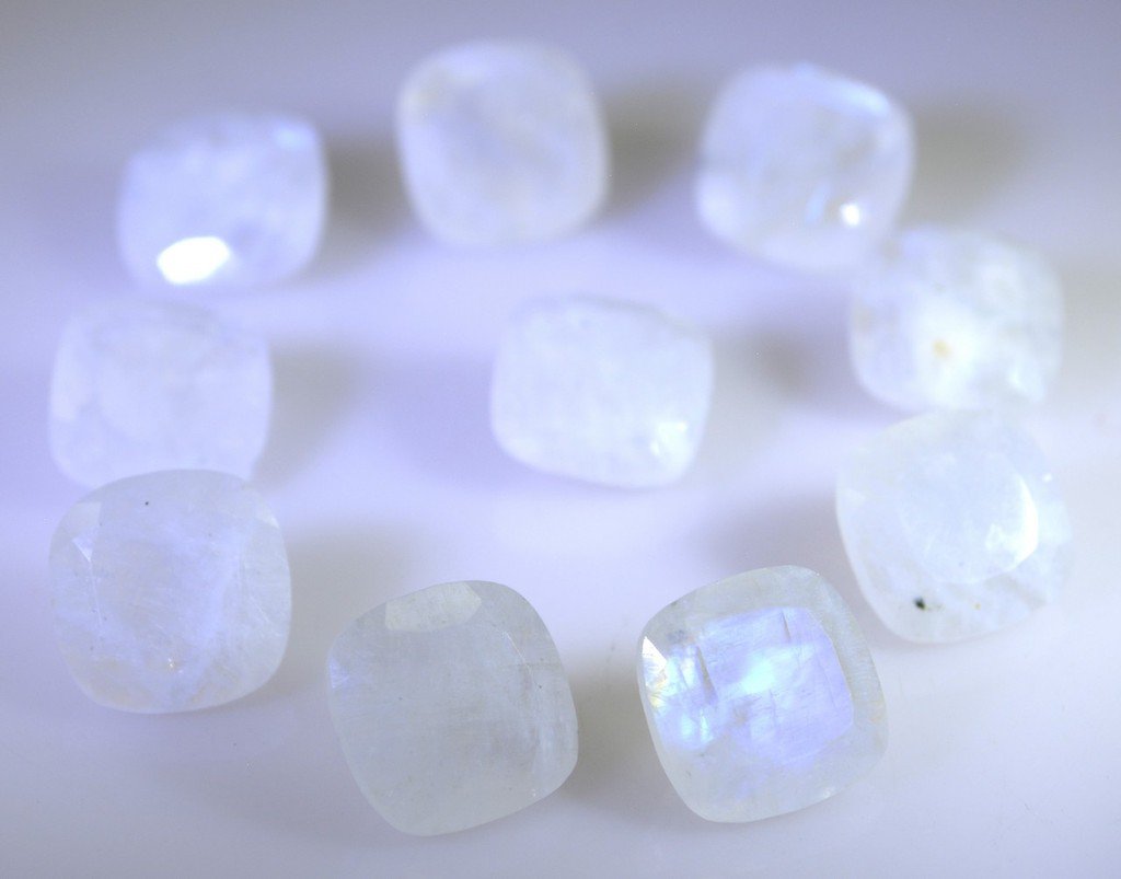 Rainbow Moonstone loose Stone 1 Pieces 10 x 10 mm Princess Multi faceted Gemsto