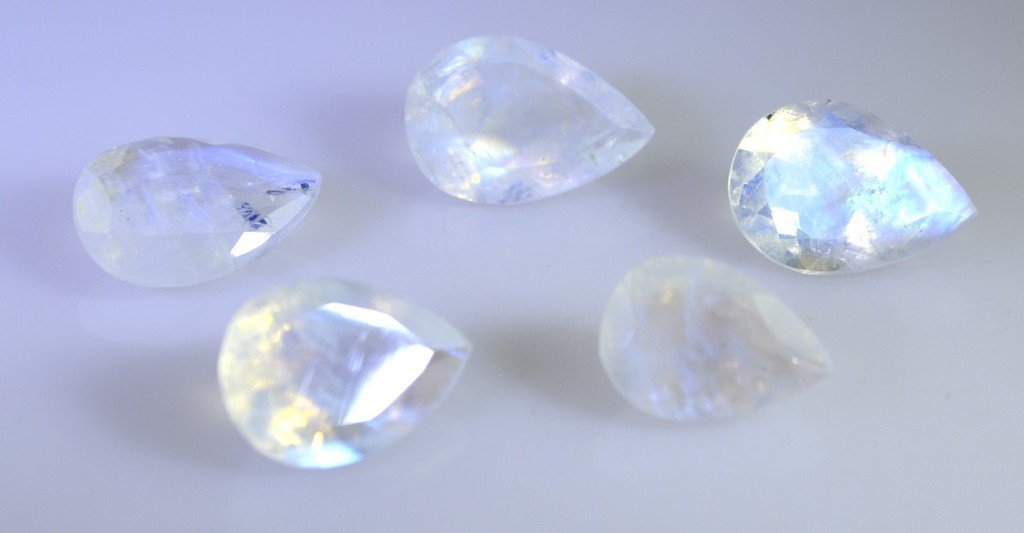 Rainbow Moonstone loose Stone 1 Pieces 7 x 10 mm Pear Multi faceted Gemstone