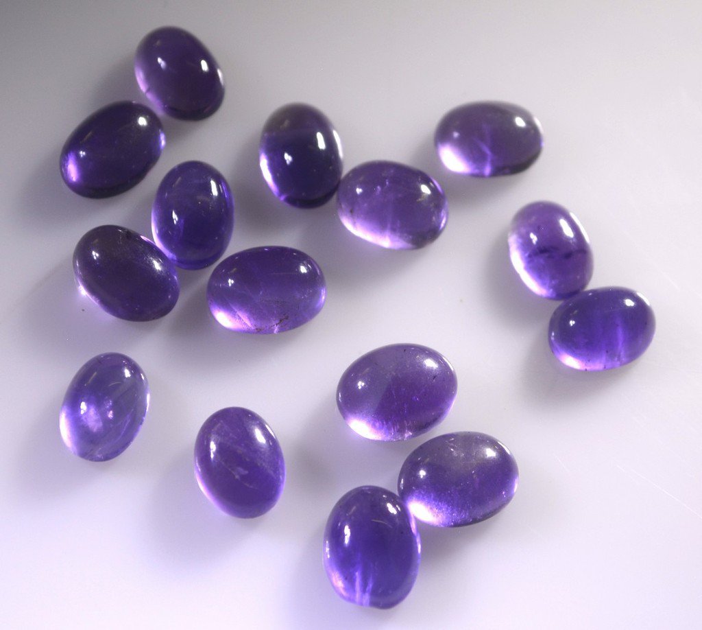 Amethyst loose Stone 15 Pieces 5 x 8 mm Oval Purple cabochon Gemstone