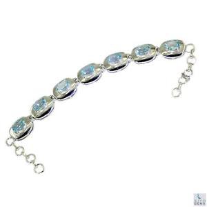Riyo Blue Topaz Ethical Jewellery Vintage Silver Cuff Bracelet L 7.5in Sbrabtz-1