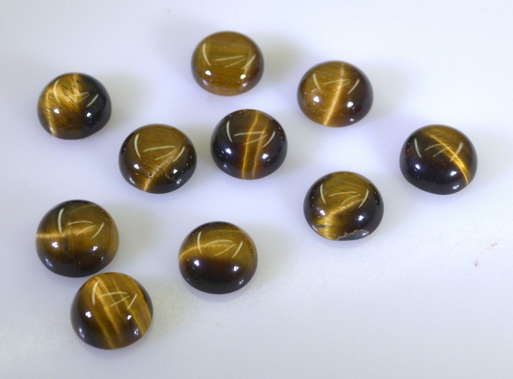 Tiger Eye loose Stone 1 Pieces 8 x 8 mm Round Brown cabochon Gemstone