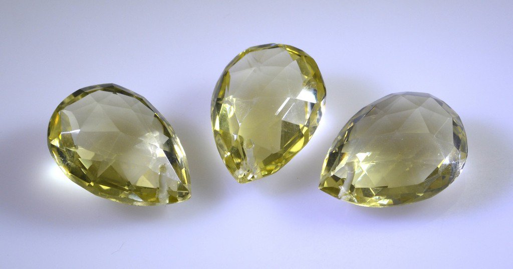 lemon Quartz loose Stone 1 Pieces 9 x 14 mm Pear Yellow faceted Gemstone