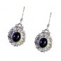 Riyo Black Onyx Semi Precious Silver Vintage Earring L 1in Sebon-6023
