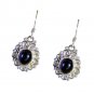 Riyo Black Onyx Semi Precious Silver Vintage Earring L 1in Sebon-6023