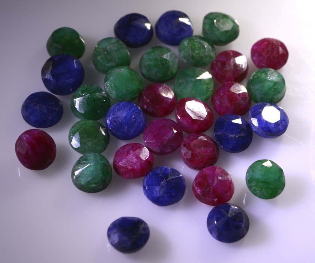 Dyed Rubi loose Stone 1 Pieces 7 x 7 mm Round multi faceted Gemstone