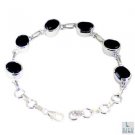 Riyo Black Onyx Chunky Costume Jewellery Silver Bracelet Women L 7.5in Sbrabon-6