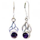 Riyo Amethyst Hammered Silver Dangle Earrings L 1in Seame-2015