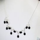 Riyo Black Onyx Personalized Antique Silver Necklace L 16in Snbon-6003