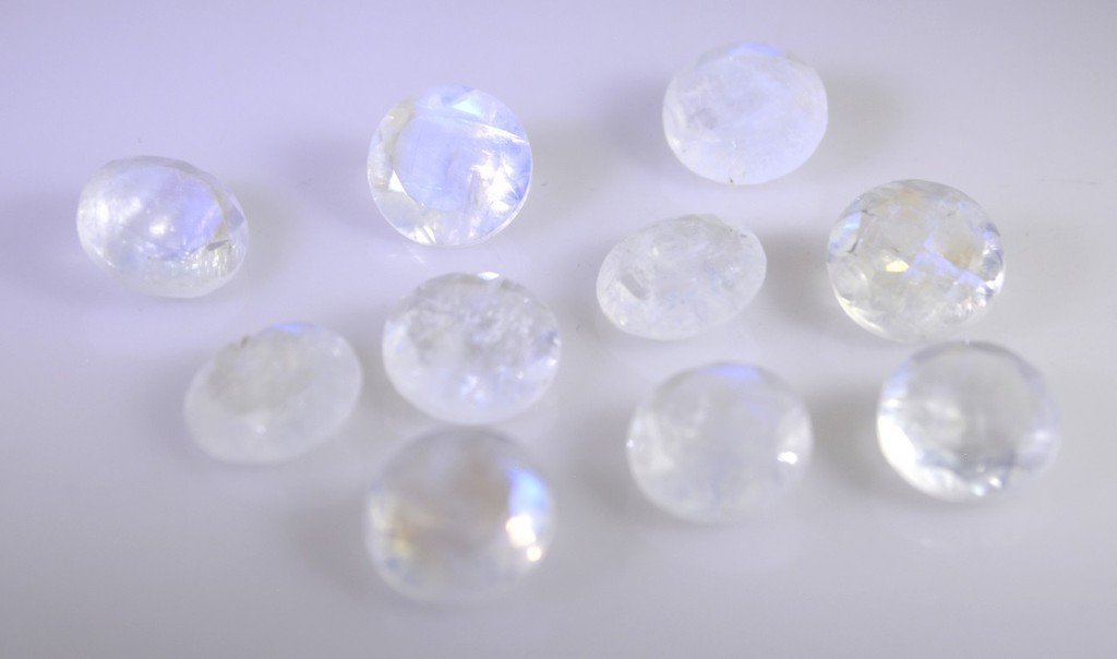 Rainbow Moonstone loose Stone 1 Pieces 7 x 7 mm Oval Multi faceted Gemstone