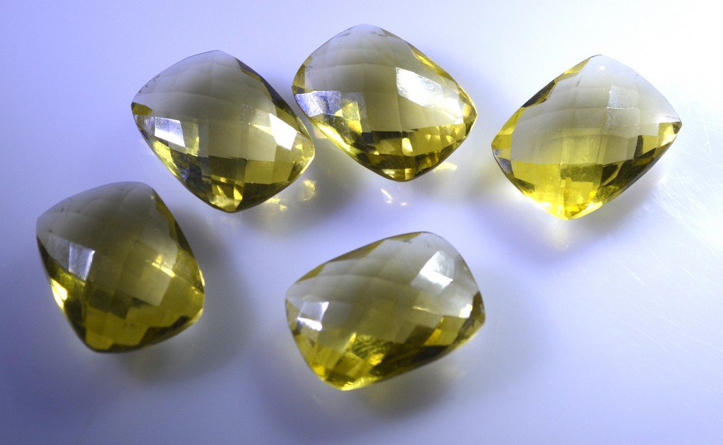 lemon Quartz loose Stone 1 Pieces 12 x 16 mm Emerald cut White faceted Gemstone
