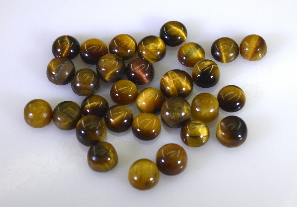 Tiger Eye loose Stone 1 Pieces 7 x 7 mm Round Brown cabochon Gemstone