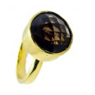 Smoky Quartz Gold Plated Fashion Mourning Ring