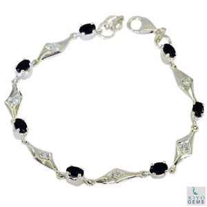Riyo Black Onyx Custom Jewelry Silver Love Bracelet L 7.5in Sbrabon-6019