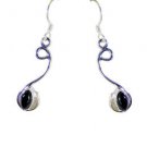 Riyo Black Onyx Pure Silver Jewelry Huggy Earrings L 1.2in Sebon-6014