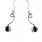 Riyo Black Onyx Pure Silver Jewelry Huggy Earrings L 1.2in Sebon-6014